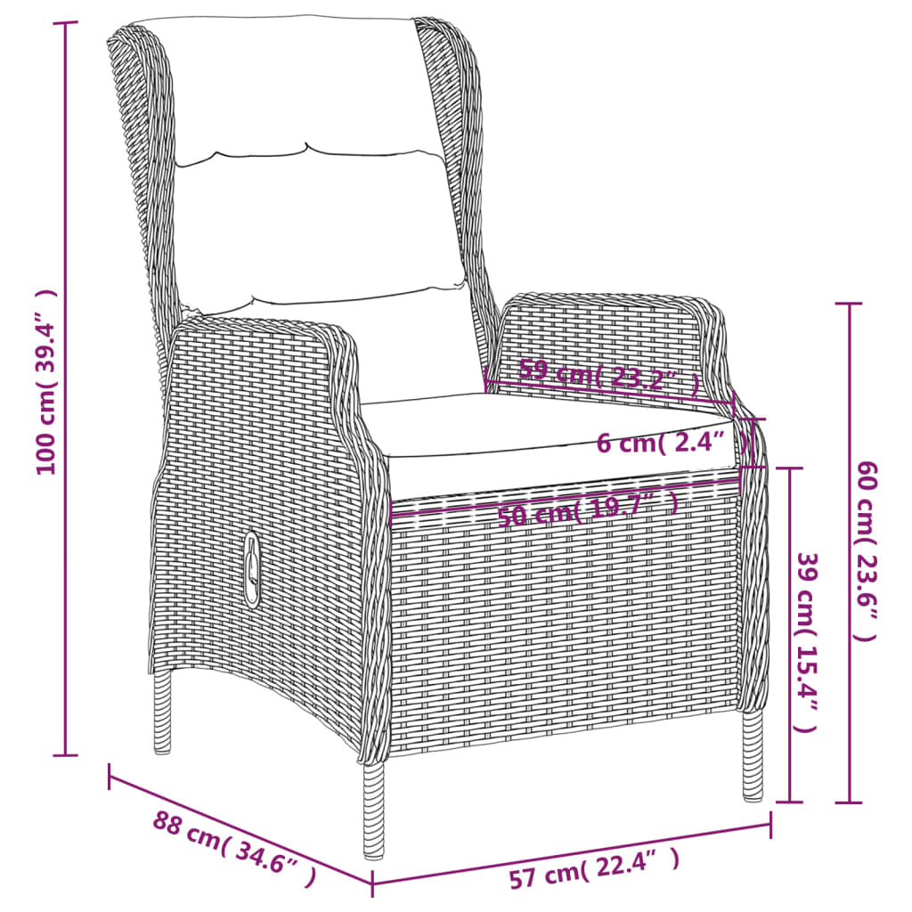 7 Piece Patio Dining Set Brown