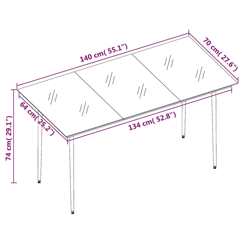 7 Piece Patio Dining Set Brown