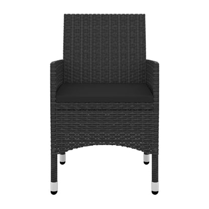3 Piece Patio Dining Set with Cushions Poly Rattan and Glass