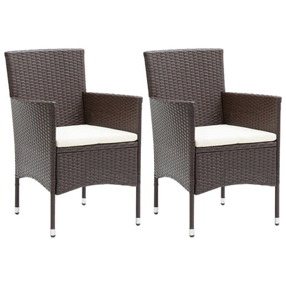 Garden Dining Chair | Set of 2 | Brown | Poly rattan, Powder-Coated Steel