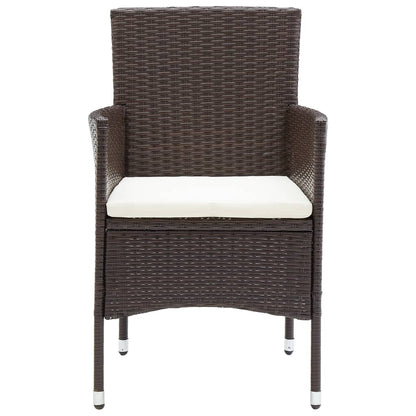 Garden Dining Chair | Set of 2 | Brown | Poly rattan, Powder-Coated Steel