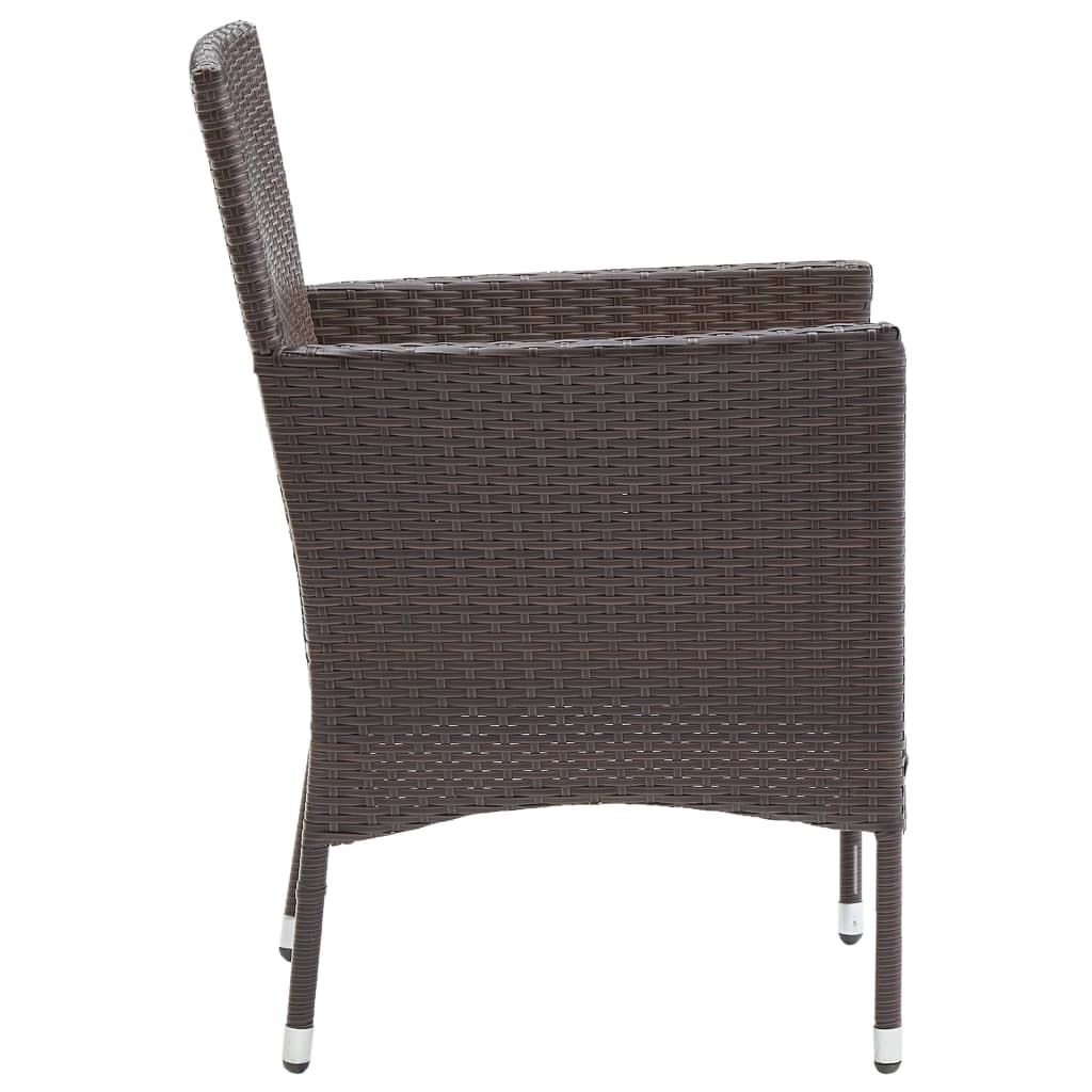 Garden Dining Chair | Set of 2 | Brown | Poly rattan, Powder-Coated Steel