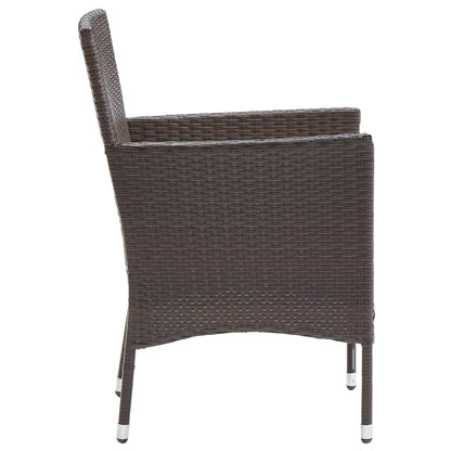 Garden Dining Chair | Set of 2 | Brown | Poly rattan, Powder-Coated Steel