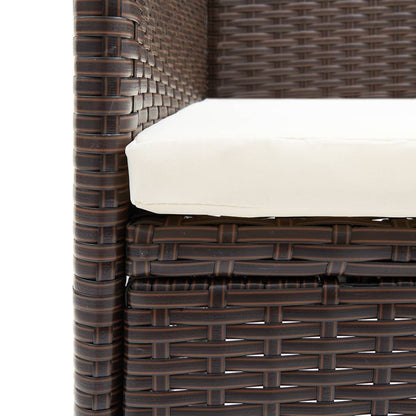 Garden Dining Chair | Set of 2 | Brown | Poly rattan, Powder-Coated Steel