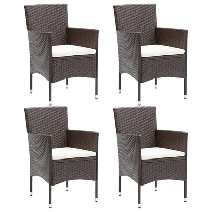 Garden Dining Chair | Set of 4 | Brown, Cream white