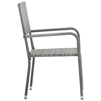 Garden Dining Chair | Set of 2 | Grey | PE rattan, steel