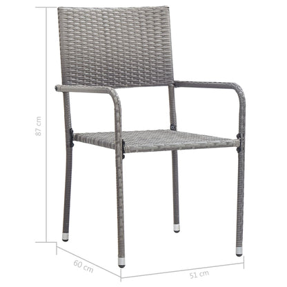 Garden Dining Chair | Set of 2 | Grey | PE rattan, steel