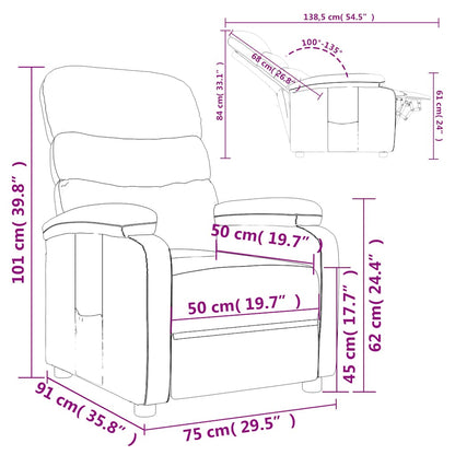 Recliner Chair Dark Brown Fabric
