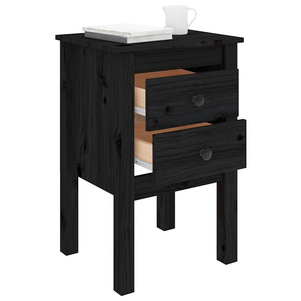 Bedside Cabinets 2 pcs Black 40x35x61.5 cm Solid Wood Pine