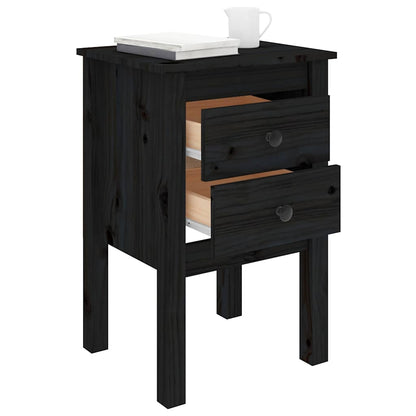 Bedside Cabinets 2 pcs Black 40x35x61.5 cm Solid Wood Pine
