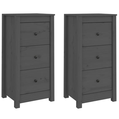 813744 vidaXL Sideboards 2 pcs Grey 40x35x80 cm Solid Wood Pine
