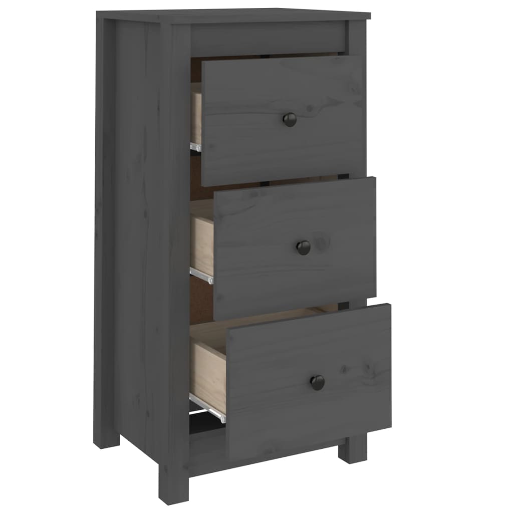 813744 vidaXL Sideboards 2 pcs Grey 40x35x80 cm Solid Wood Pine