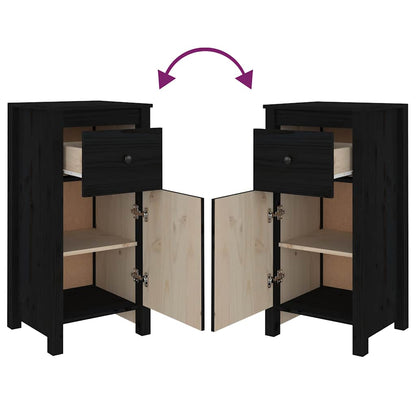Sideboards 2 pcs Black 40x35x80 cm Solid Wood Pine