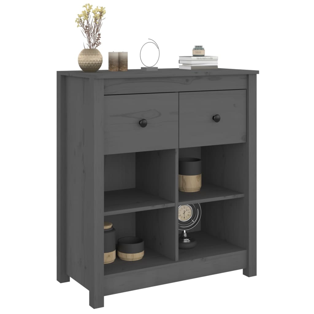 Sideboard Grey 70x35x80 cm Solid Wood Pine