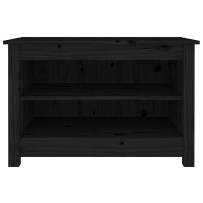 Shoe Bench Black 70x38x45.5 cm Solid Wood Pine