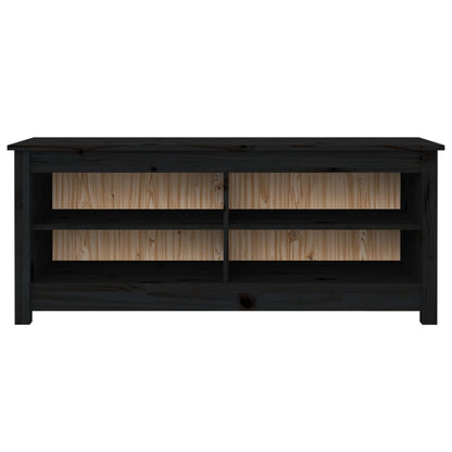 Shoe Bench Black 110x38x45.5 cm Solid Wood Pine