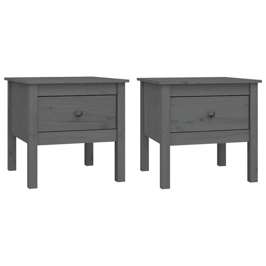 Side Table | Set of 2 | Grey | Solid pine wood | Small | Side Table
