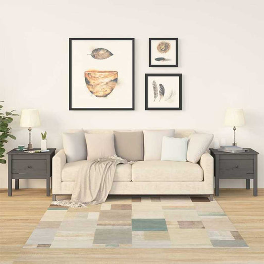 Side Table | Set of 2 | Grey | Solid pine wood | Small | Side Table
