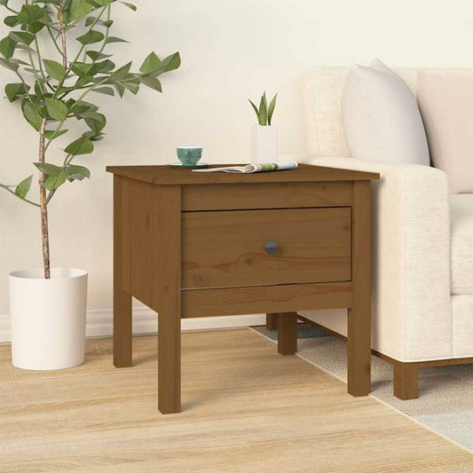 Side Table | Honey brown | Solid pine wood | Small | Side Table | Square