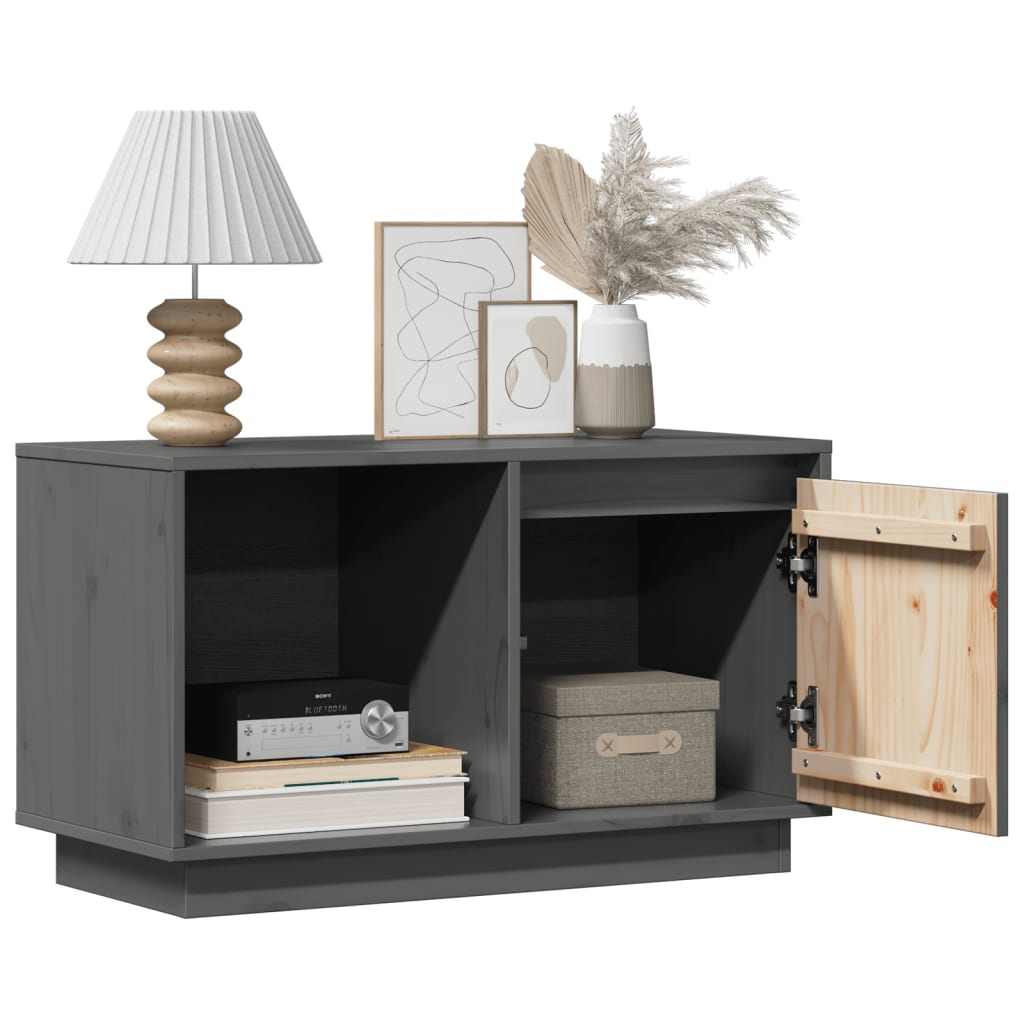 TV Cabinet Grey 74x35x44 cm Solid Wood Pine
