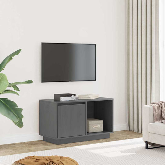 TV Cabinet | Grey | Solid Pine Wood | 74 cm | TV Cabinet | Rectangular
