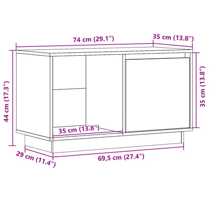 TV Cabinet Black 74x35x44 cm Solid Wood Pine