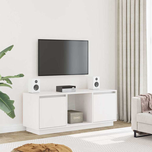 TV Cabinet | White | Solid Pine Wood | Medium | TV Cabinet | Rectangular