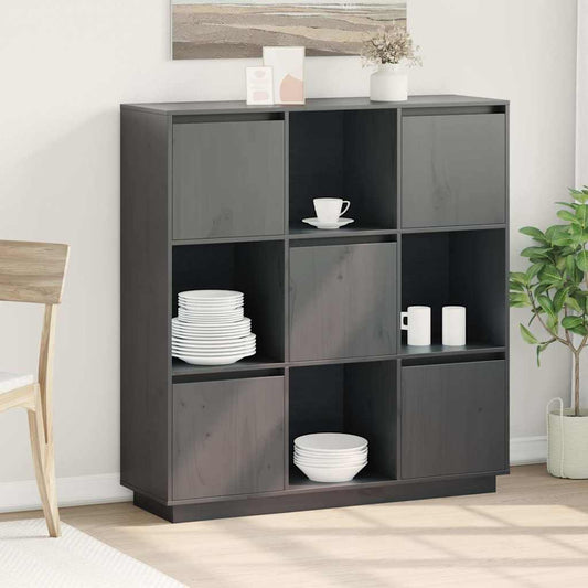 Highboard | Grey | Solid Pine Wood | Medium | Highboard Storage Cabinet