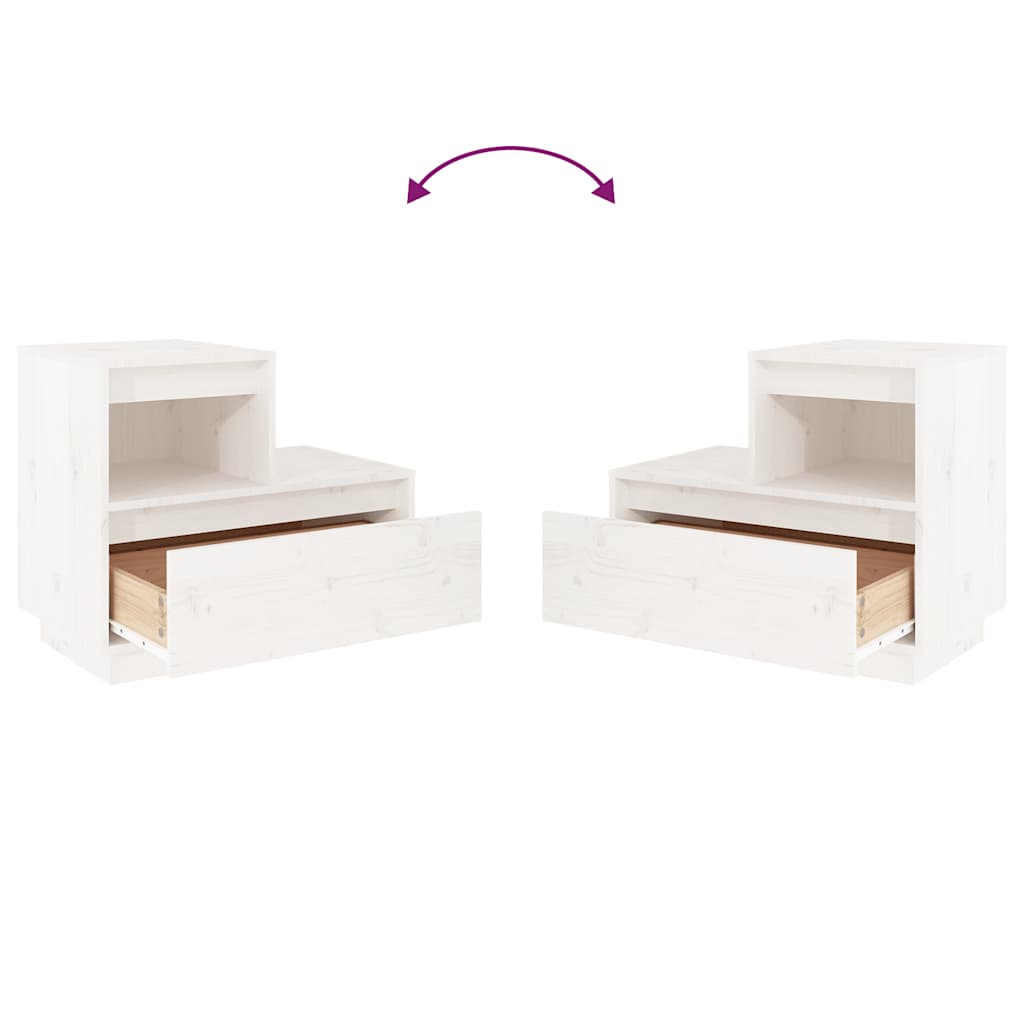 Bedside Cabinets 2 pcs White 60x34x51 cm Solid Wood Pine