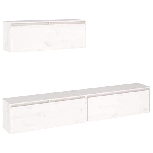 Tv Cabinet | Set of 3 | White | Solid pinewood | Standard | Wall mounting
