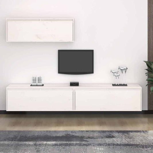 Tv Cabinet | Set of 3 | White | Solid pinewood | Standard | Wall mounting
