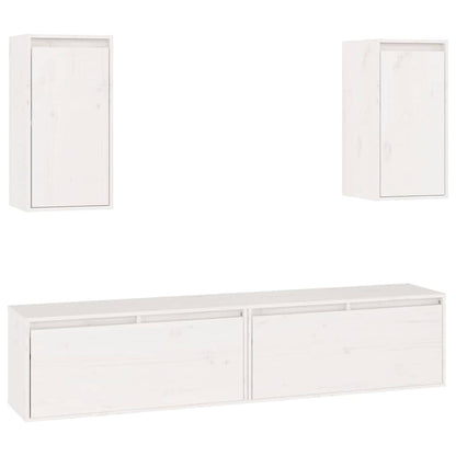 TV Cabinets 4 pcs White Solid Wood Pine