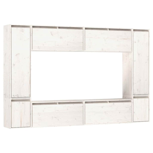 Tv Cabinet |  Set of 8 | White | Solid pinewood |  Wall mounting