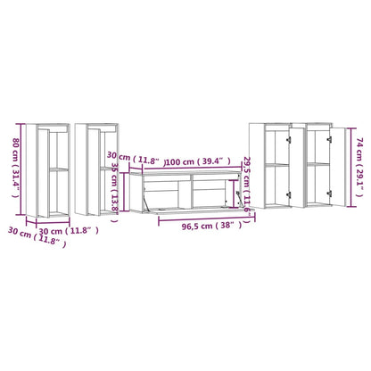 TV Cabinets 5 pcs White Solid Wood Pine