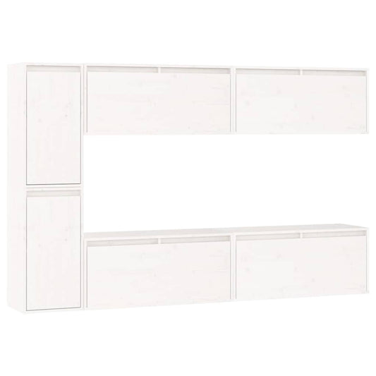 TV Cabinet | Set of 6 | White | Solid Pine Wood | Various sizes