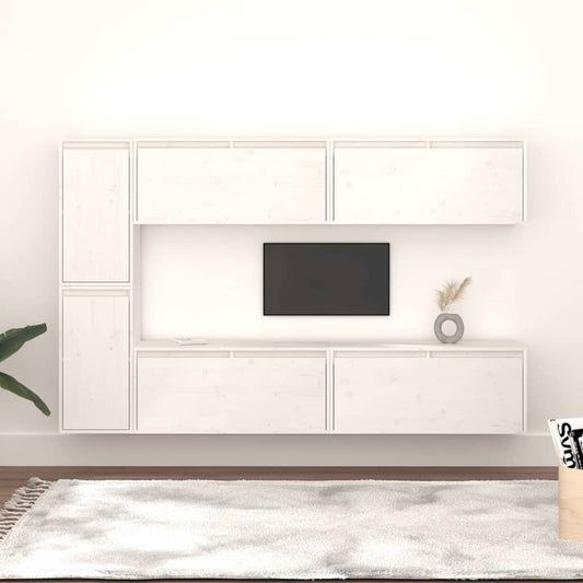 TV Cabinet | Set of 6 | White | Solid Pine Wood | Various sizes