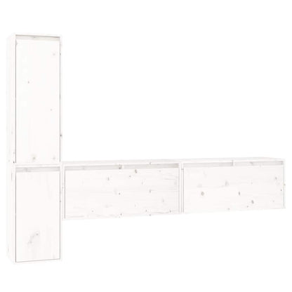 TV Cabinets 4 pcs White Solid Wood Pine