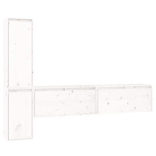 TV Cabinet | Set of 4 | White | Solid Pinewood | Various Sizes