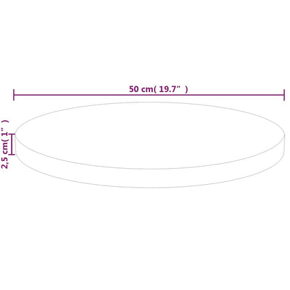 Round Table Top Ø50x2,5 cm Untreated Solid Wood Oak