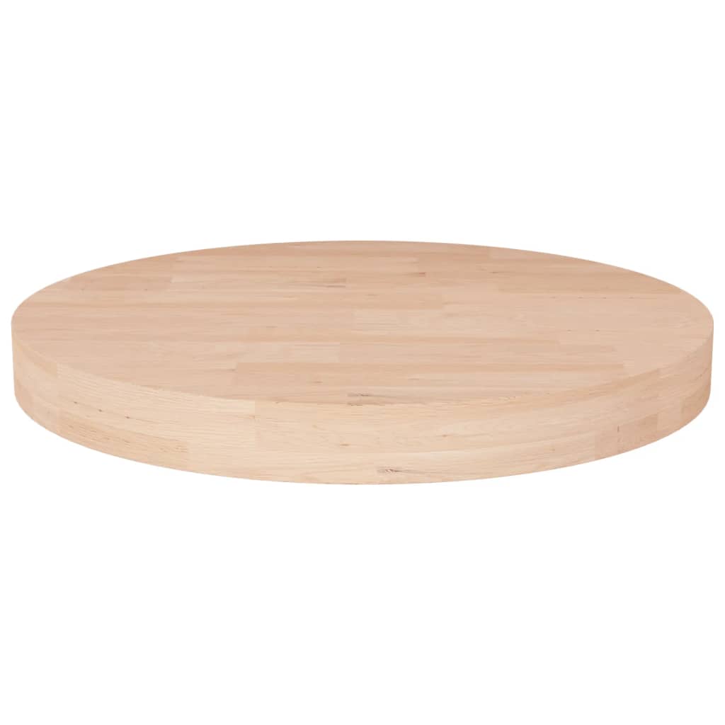 Round Table Top Ø40x4 cm Untreated Solid Wood Oak