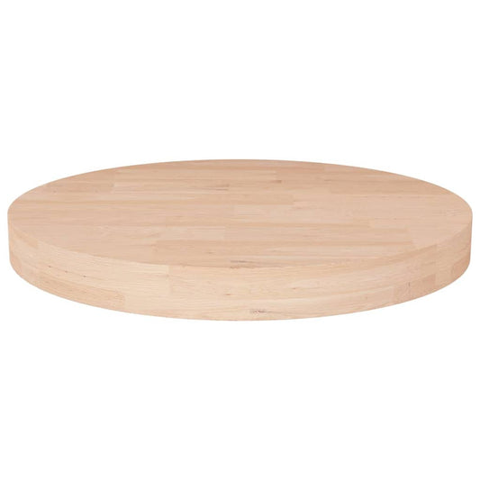 Round Table Top Ø40x4 cm Untreated Solid Wood Oak