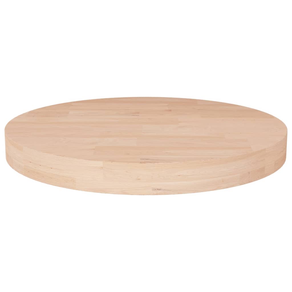 Round Table Top Ø50x4 cm Untreated Solid Wood Oak