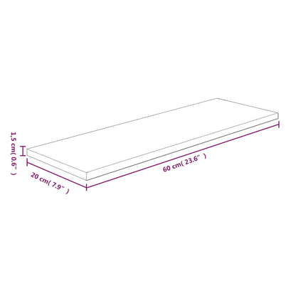 Shelf Board | Medium brown | Solid oak wood (untreated) | 60x20x1.5 cm