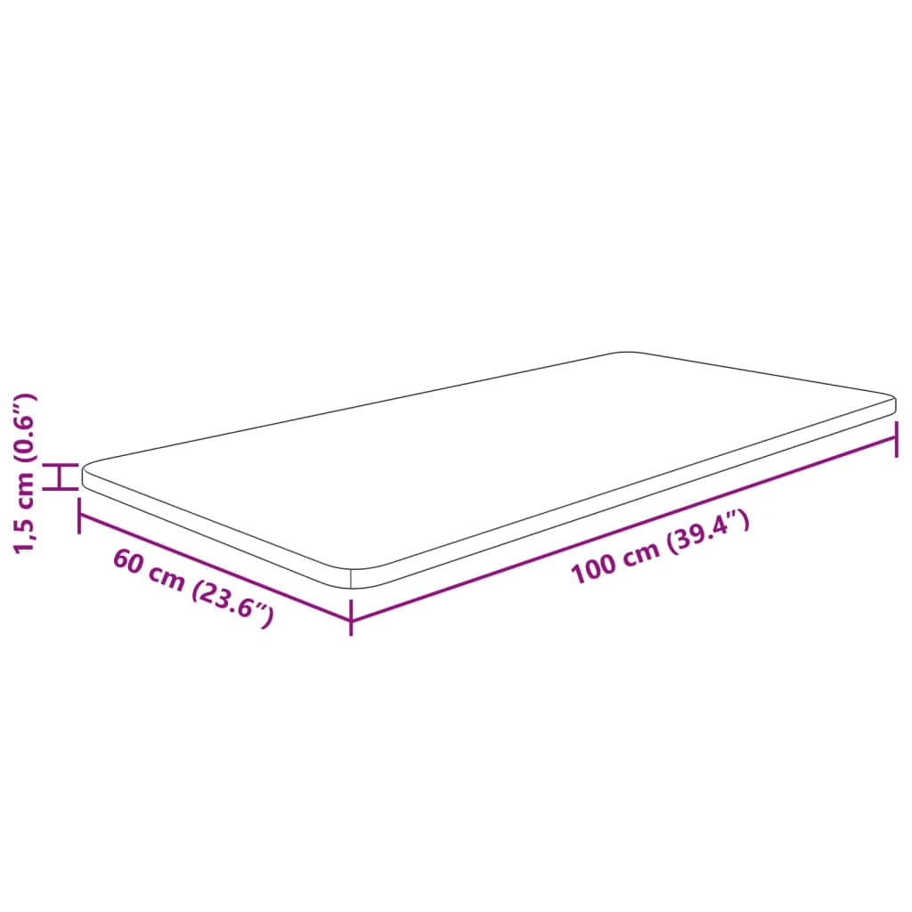 Bathroom Countertop 100x60x1.5 cm Untreated Solid Wood