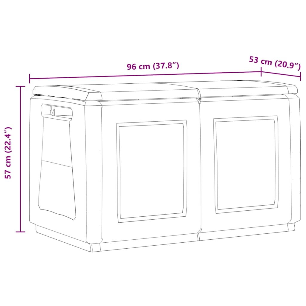 Garden Storage Box 96x53x57 cm 230 L Dark Grey and Black