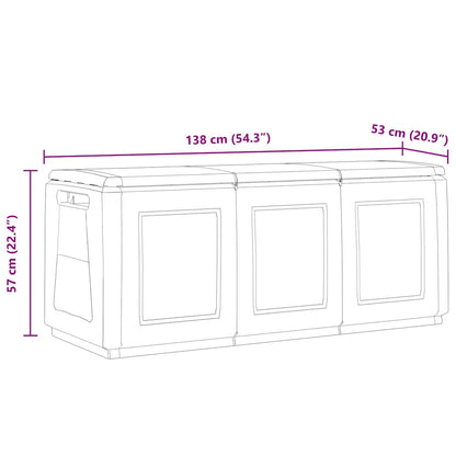 Garden Storage Box 138x53x57 cm 330 L Dark Grey and Black
