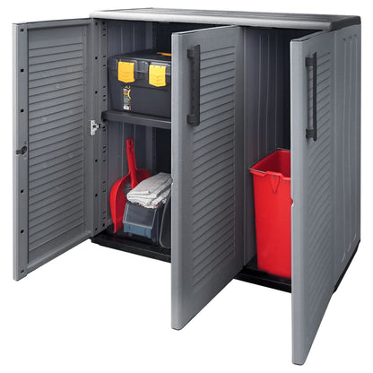 Garden Storage Cabinet Grey and Black 102x37x84 cm PP