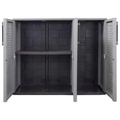 Garden Storage Cabinet Grey and Black 102x37x84 cm PP