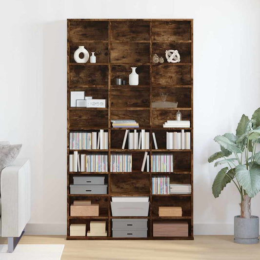 CD Cabinet Smoked Oak 102x23x177,5 cm Engineered Wood