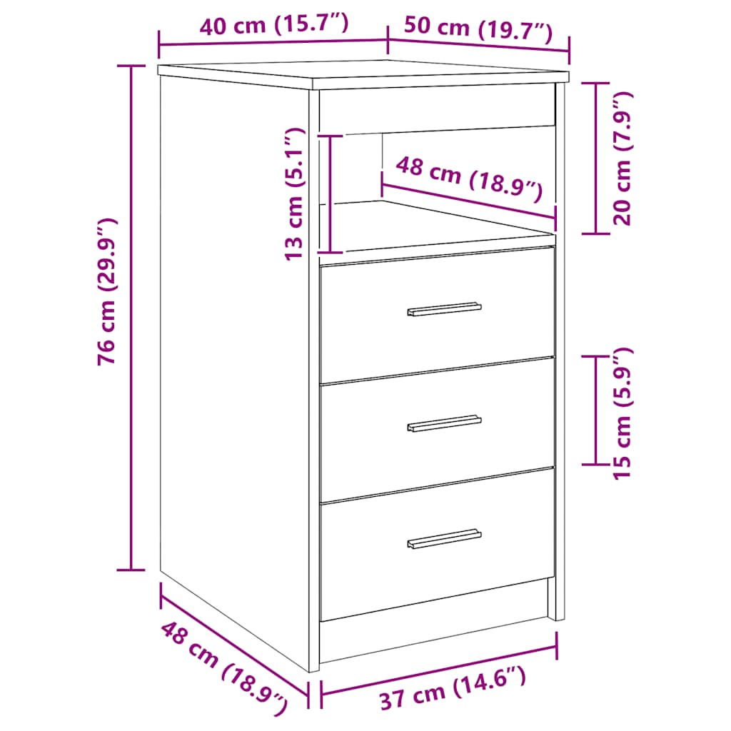 Drawer Cabinet | Grey Sonoma | Engineered wood | Compact | Drawer Cabinet